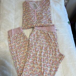Little Sleepies Women’s Pastel Rainbow Pajama Set with Pink Waistband
